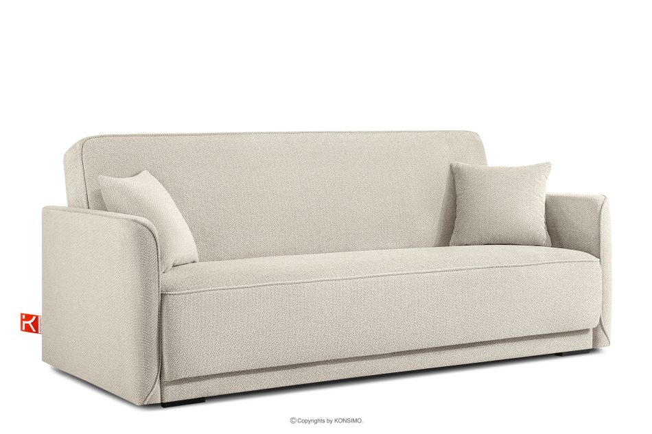LIRIS Schlafsofa ausziehbar aus Chenille Stoff hellbeige hellbeige - Foto 2