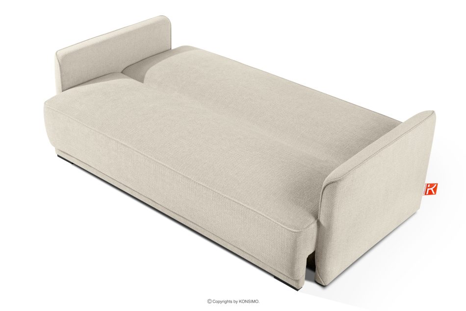 LIRIS Schlafsofa ausziehbar aus Chenille Stoff hellbeige hellbeige - Foto 4