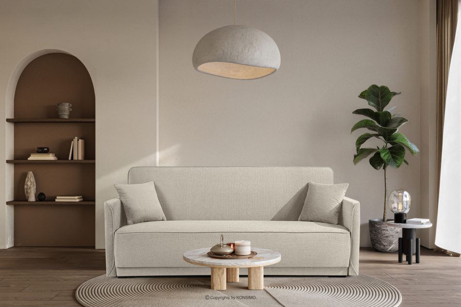 LIRIS Schlafsofa ausziehbar aus Chenille Stoff hellbeige hellbeige - Foto 9