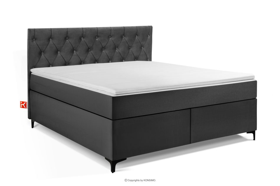 ARDEA Boxspringbett in Velourstoff mit abnehmbarem Matratzenbezug 160 cm anthrazit anthrazit - Foto 0