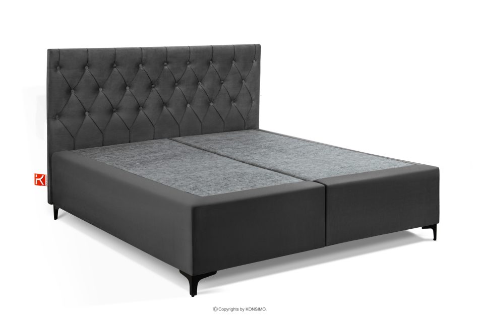 ARDEA Boxspringbett in Velourstoff mit abnehmbarem Matratzenbezug 160 cm anthrazit anthrazit - Foto 2
