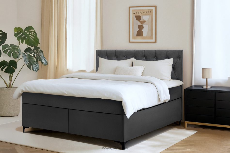 ARDEA Boxspringbett in Velourstoff mit abnehmbarem Matratzenbezug 160 cm anthrazit anthrazit - Foto 12