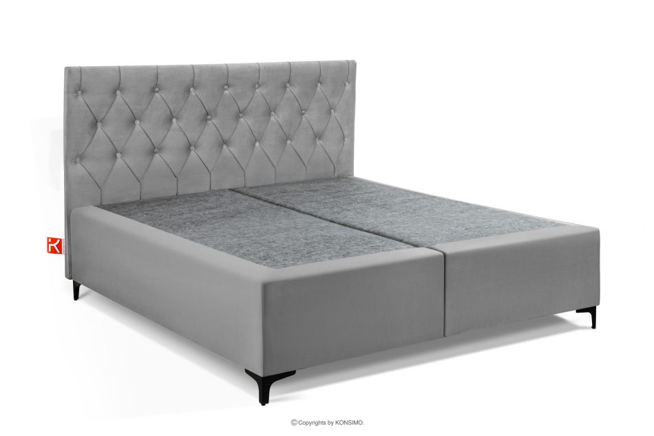 ARDEA Boxspringbett in Velourstoff mit abnehmbarem Matratzenbezug 160 cm hellgrau hellgrau - Foto 2