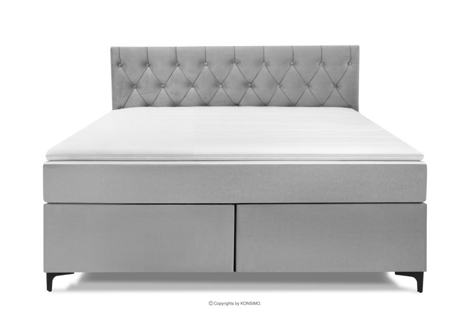 ARDEA Boxspringbett in Velourstoff mit abnehmbarem Matratzenbezug 160 cm hellgrau hellgrau - Foto 3