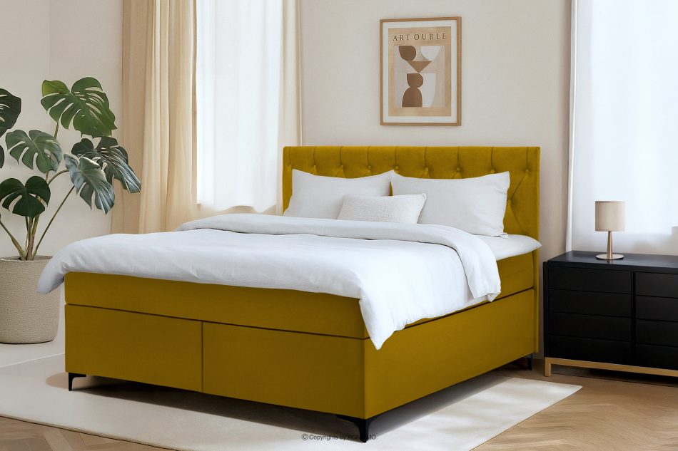 ARDEA Boxspringbett  Bonellfedern Veloursstoff 160 cm gelb gelb - Foto 12