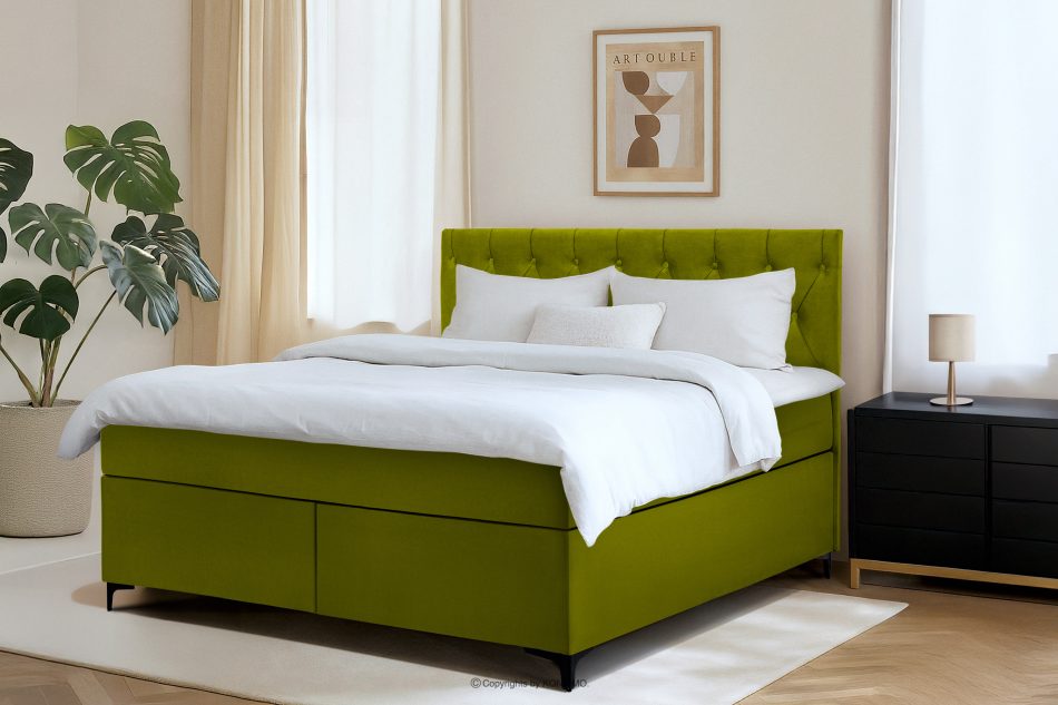 ARDEA Boxspringbett  Bonellfedern Veloursstoff 160 cm oliv oliv - Foto 12