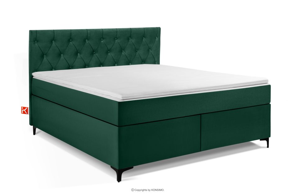 ARDEA Boxspringbett  Bonellfedern Veloursstoff 160 cm dunkelgrün dunkelgrün - Foto 0