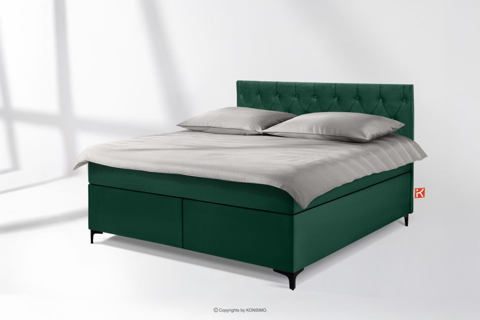 ARDEA Boxspringbett  Bonellfedern Veloursstoff 160 cm dunkelgrün dunkelgrün - Foto 1