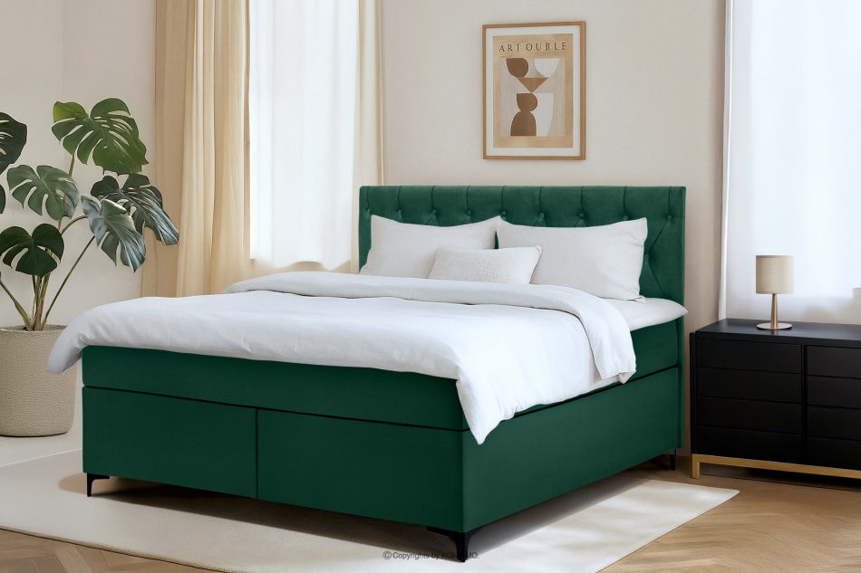 ARDEA Boxspringbett  Bonellfedern Veloursstoff 160 cm dunkelgrün dunkelgrün - Foto 12