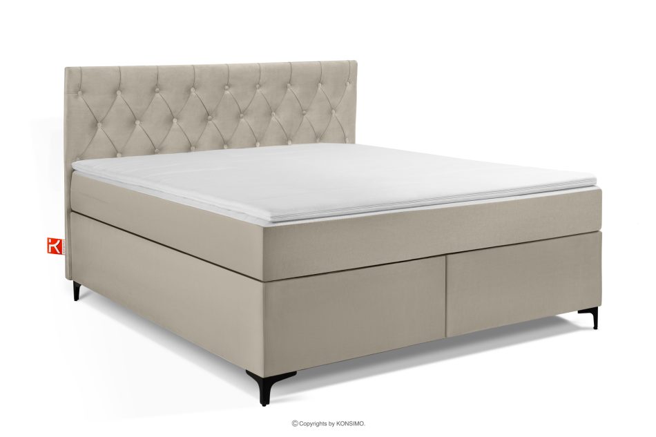 ARDEA Boxspringbett velours 160 cm cremefarben cremefarben - Foto 0