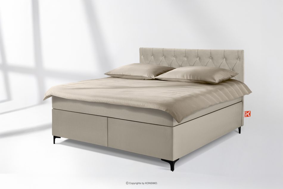 ARDEA Boxspringbett velours 160 cm cremefarben cremefarben - Foto 1