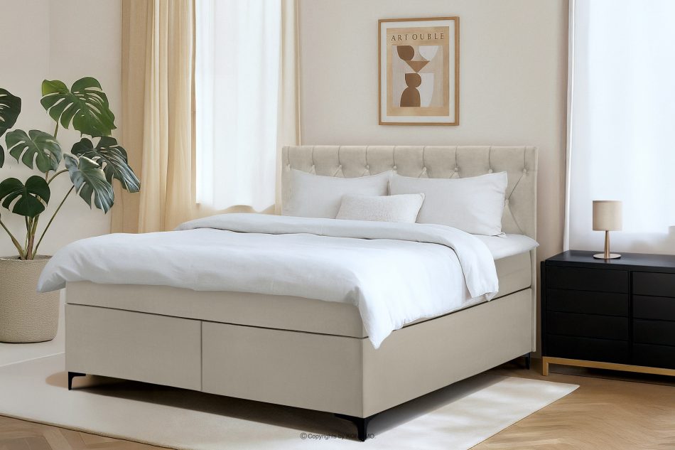 ARDEA Boxspringbett velours 160 cm cremefarben cremefarben - Foto 12