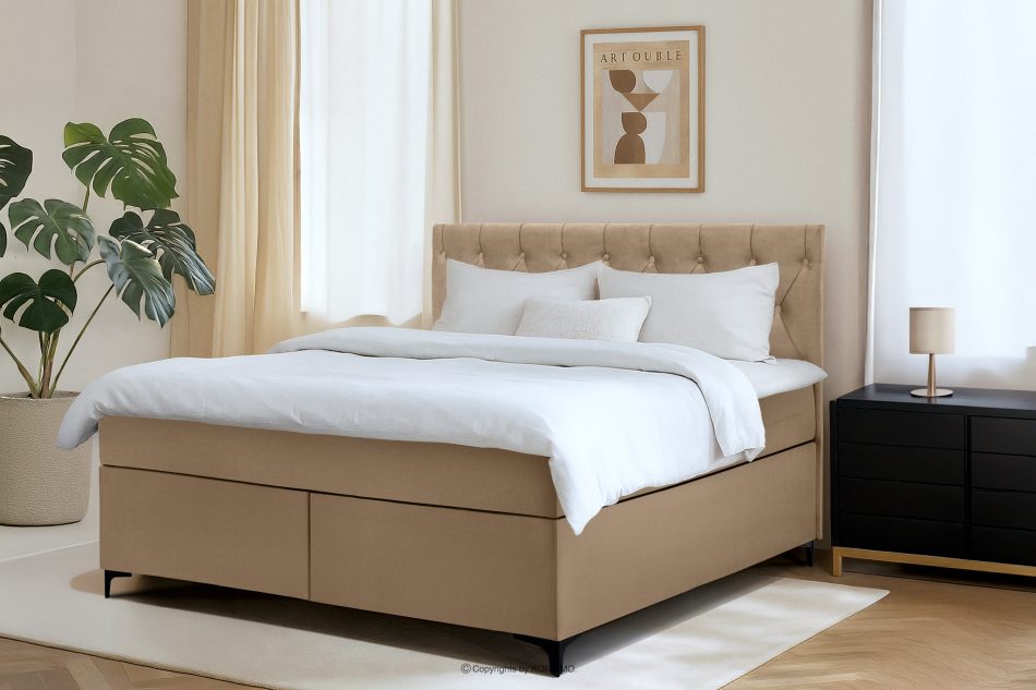 ARDEA Boxspringbett velours 160 cm dunkelbeige dunkelbeige - Foto 12