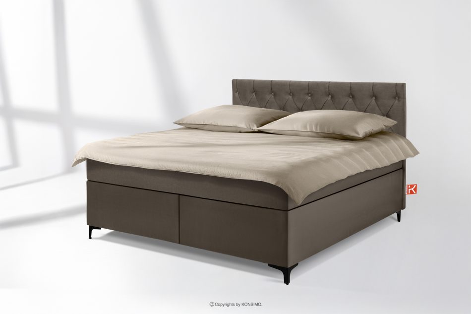 ARDEA Boxspringbett  Bonellfedern Veloursstoff 160 cm braun braun - Foto 1