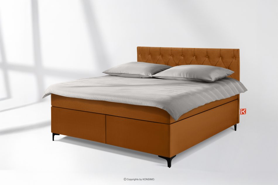 ARDEA Boxspringbett in Velourstoff mit abnehmbarem Matratzenbezug 160 cm rot rot - Foto 1