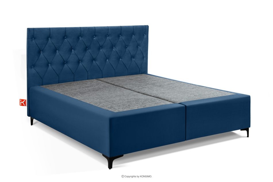 ARDEA Boxspringbett in Velourstoff mit abnehmbarem Matratzenbezug 160 cm marineblau marineblau - Foto 2