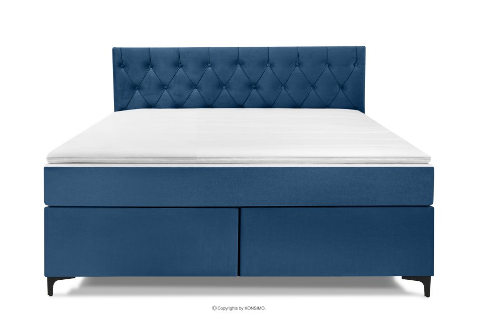 ARDEA Boxspringbett in Velourstoff mit abnehmbarem Matratzenbezug 160 cm marineblau marineblau - Foto 3