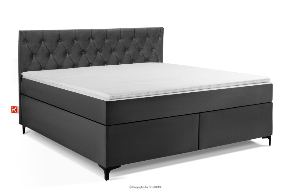 ARDEA Boxspringbett mit abnehmbarem Matratzenbezug 180 cm anthrazit anthrazit - Foto 0