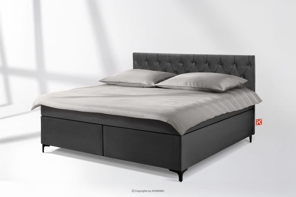 ARDEA Boxspringbett mit abnehmbarem Matratzenbezug 180 cm anthrazit anthrazit - Foto 1