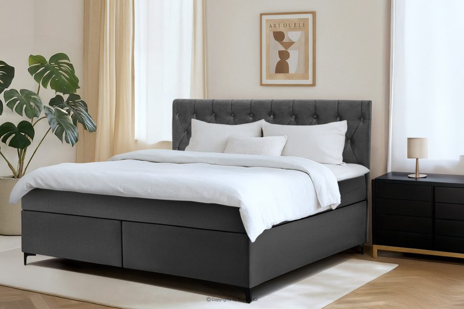 ARDEA Boxspringbett mit abnehmbarem Matratzenbezug 180 cm anthrazit anthrazit - Foto 12