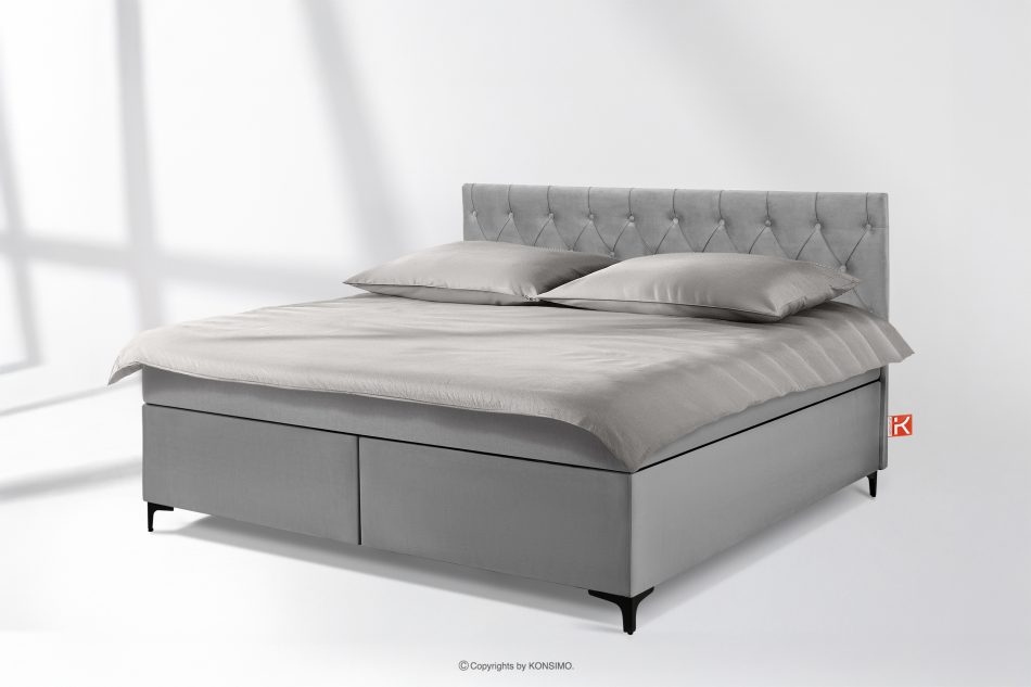 ARDEA Boxspringbett mit Matratze und Topper 180 cm hellgrau hellgrau - Foto 1