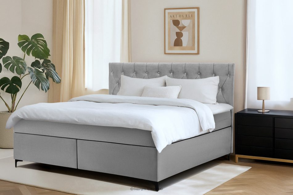 ARDEA Boxspringbett mit Matratze und Topper 180 cm hellgrau hellgrau - Foto 12