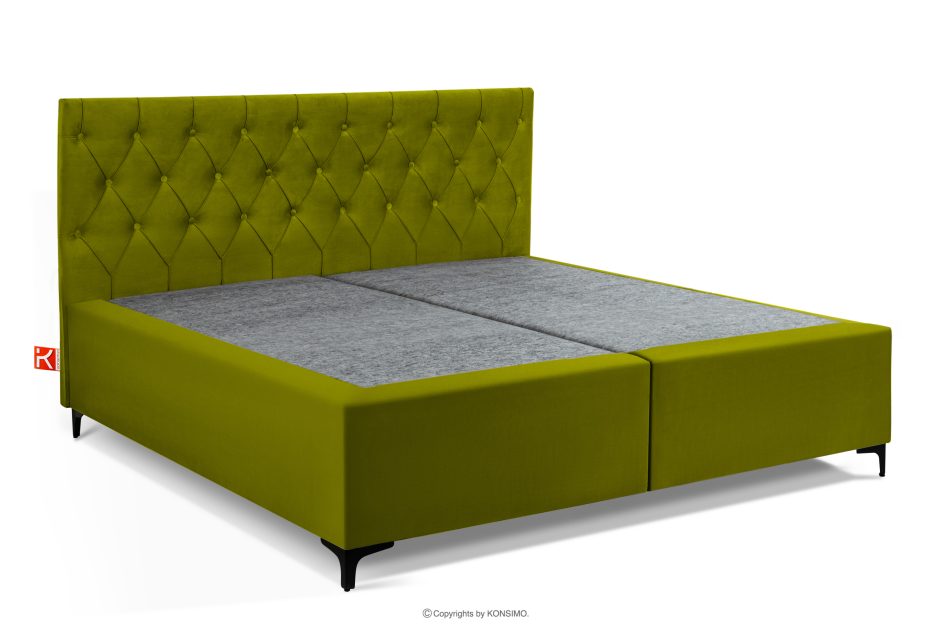 ARDEA Boxspringbett mit Komfortschaumtopper Bonellfedern Stoff Velours 180 cm oliv oliv - Foto 2