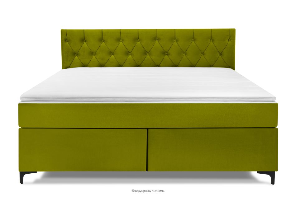 ARDEA Boxspringbett mit Komfortschaumtopper Bonellfedern Stoff Velours 180 cm oliv oliv - Foto 3