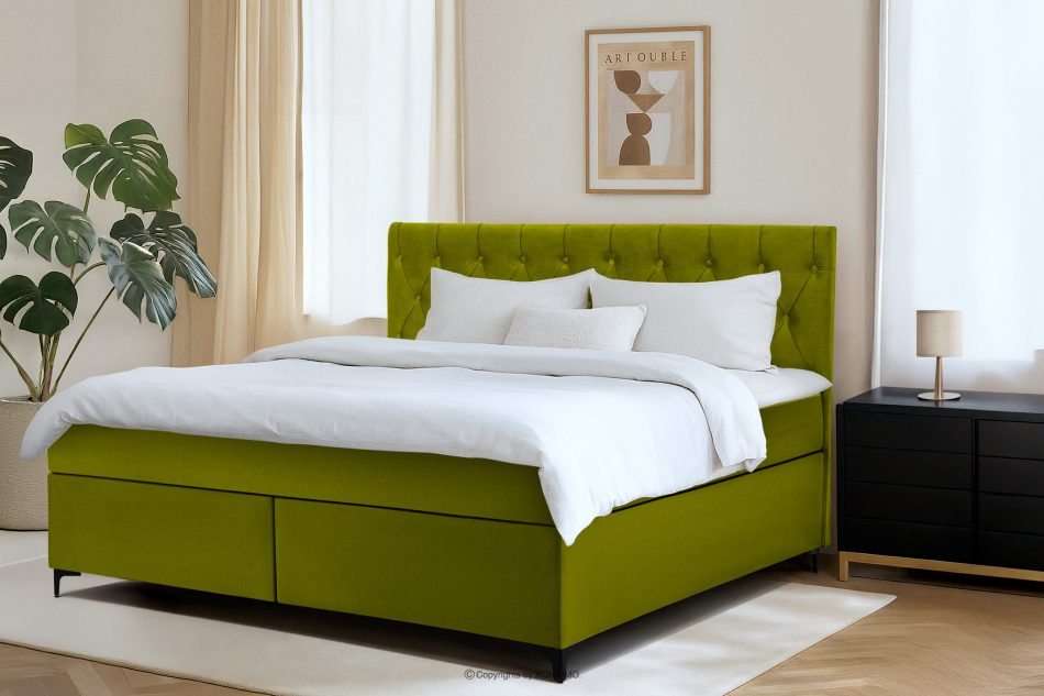 ARDEA Boxspringbett mit Komfortschaumtopper Bonellfedern Stoff Velours 180 cm oliv oliv - Foto 12
