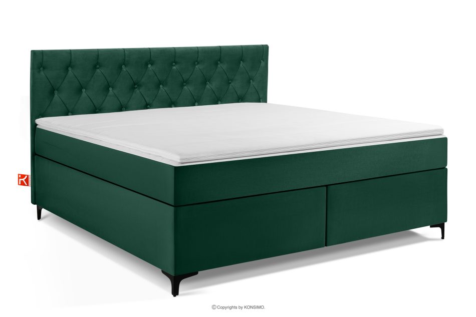 ARDEA Boxspringbett  Bonellfedern Veloursstoff 180 cm dunkelgrün dunkelgrün - Foto 0