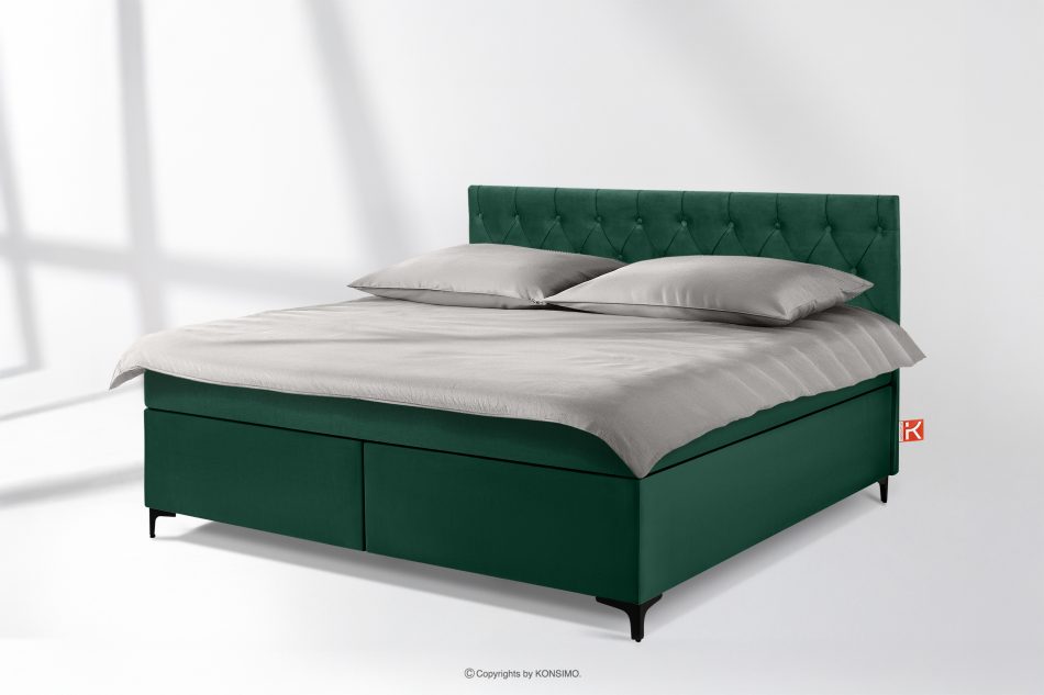 ARDEA Boxspringbett  Bonellfedern Veloursstoff 180 cm dunkelgrün dunkelgrün - Foto 1