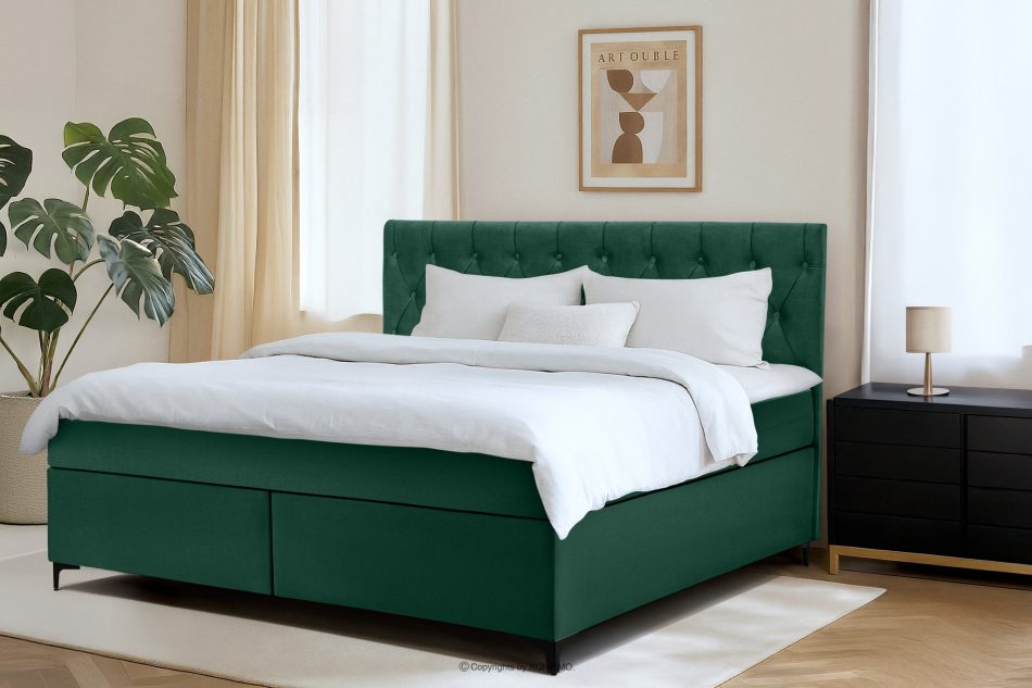 ARDEA Boxspringbett  Bonellfedern Veloursstoff 180 cm dunkelgrün dunkelgrün - Foto 12