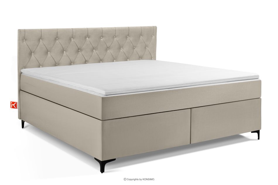 ARDEA Boxspringbett 180 cm velours cremefarben cremefarben - Foto 0
