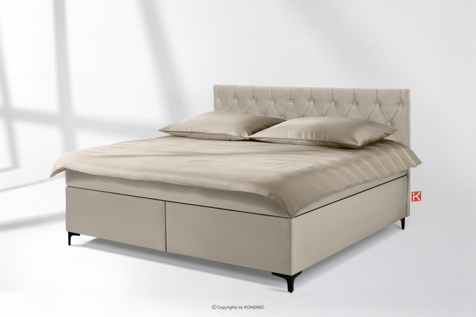 ARDEA Boxspringbett 180 cm velours cremefarben cremefarben - Foto 1