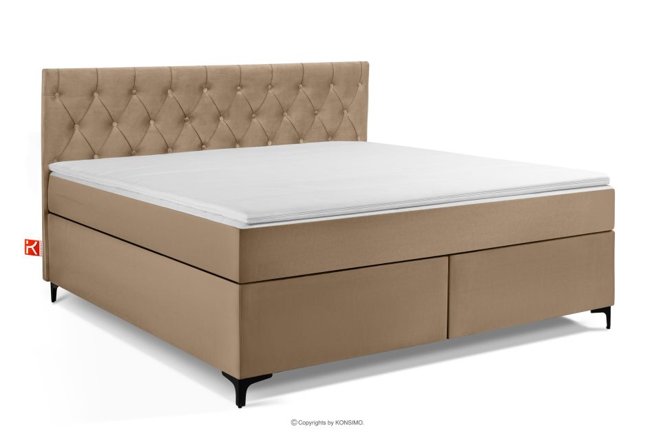 ARDEA Boxspringbett 180 cm velours dunkelbeige dunkelbeige - Foto 0