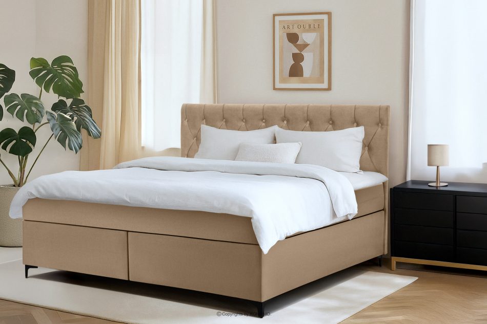 ARDEA Boxspringbett 180 cm velours dunkelbeige dunkelbeige - Foto 12