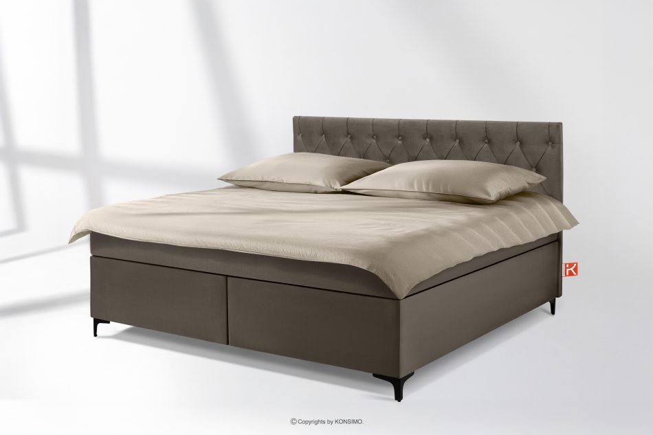 ARDEA Boxspringbett  Bonellfedern Veloursstoff 180 cm braun braun - Foto 1