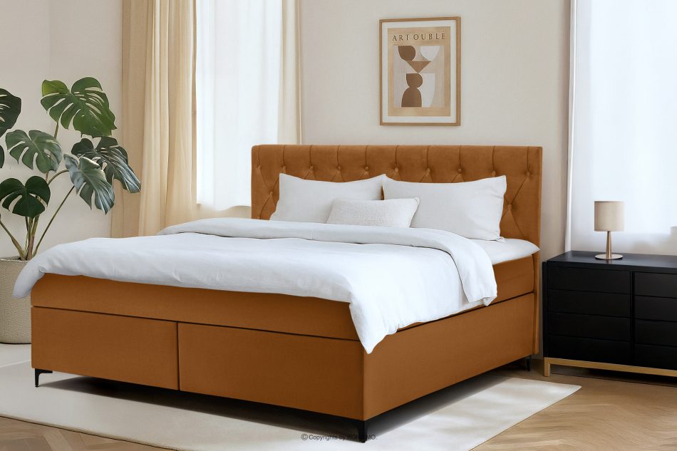 ARDEA Boxspringbett mit abnehmbarem Matratzenbezug 180 cm rot rot - Foto 12