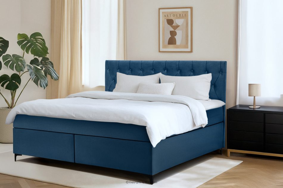 ARDEA Boxspringbett mit abnehmbarem Matratzenbezug 180 cm marineblau marineblau - Foto 12