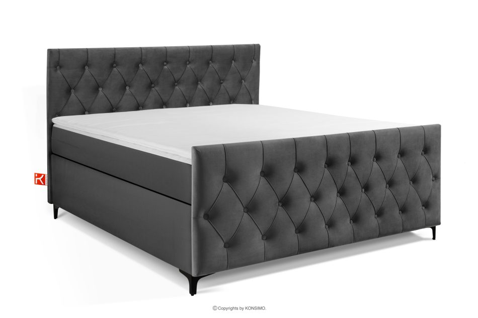 ARDEA Boxspringbett mit abnehmbarem Matratzenbezug 160 cm Velours anthrazit anthrazit - Foto 0
