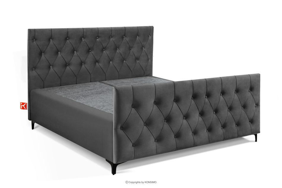 ARDEA Boxspringbett mit abnehmbarem Matratzenbezug 160 cm Velours anthrazit anthrazit - Foto 2