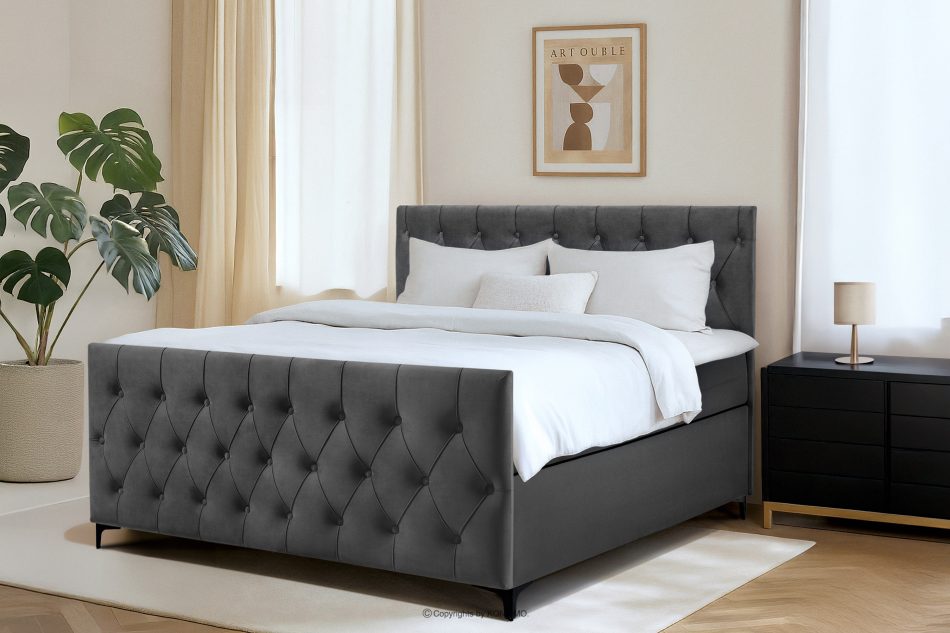 ARDEA Boxspringbett mit abnehmbarem Matratzenbezug 160 cm Velours anthrazit anthrazit - Foto 12