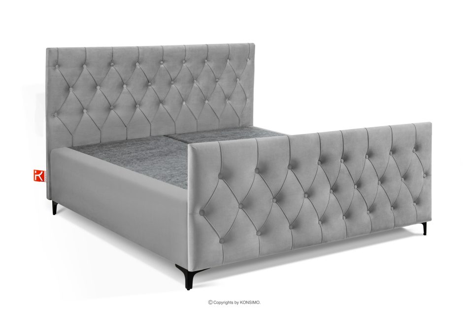 ARDEA Boxspringbett mit abnehmbarem Matratzenbezug 160 cm Velours hellgrau hellgrau - Foto 2