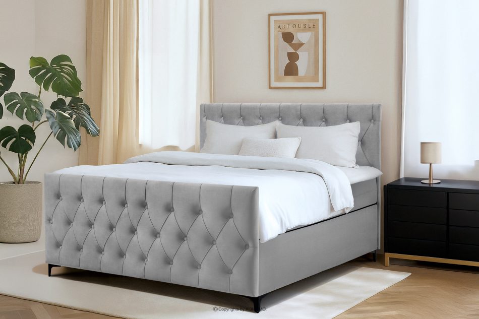 ARDEA Boxspringbett mit abnehmbarem Matratzenbezug 160 cm Velours hellgrau hellgrau - Foto 12