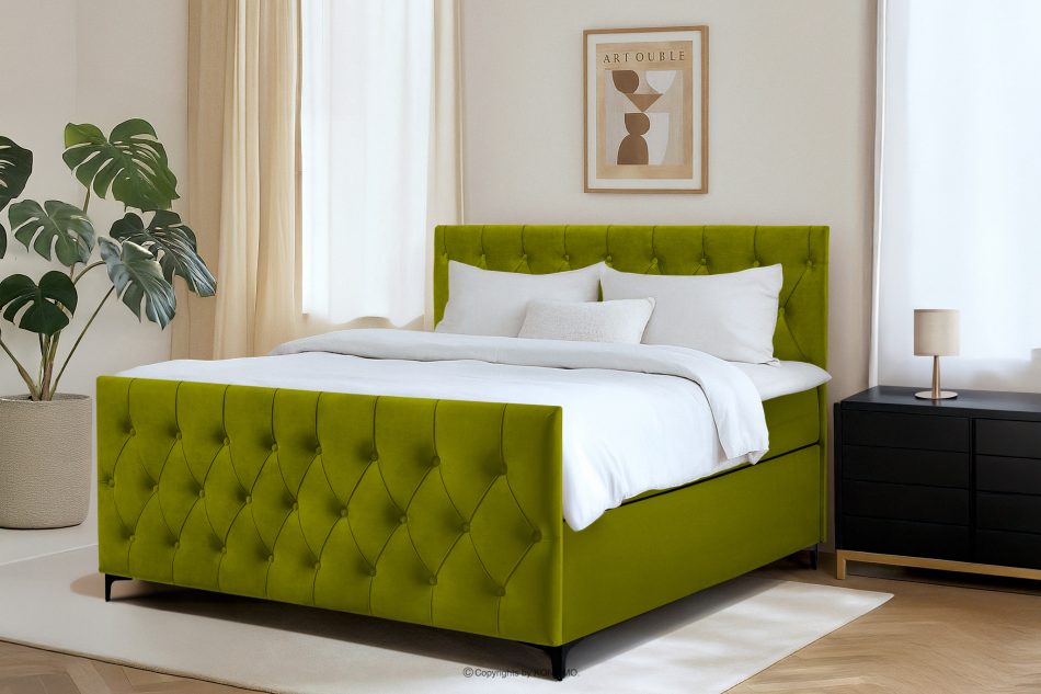 ARDEA Boxspringbett Bonellfedern 160 cm Velours oliv oliv - Foto 12