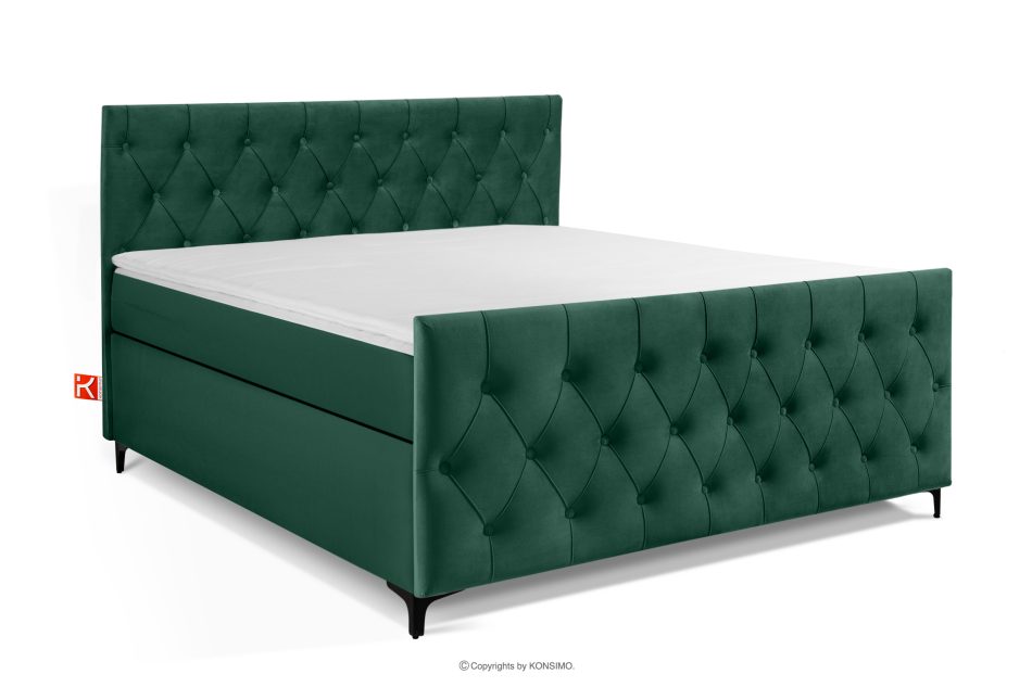 ARDEA Boxspringbett Bonellfedern 160 cm Velours dunkelgrün dunkelgrün - Foto 0