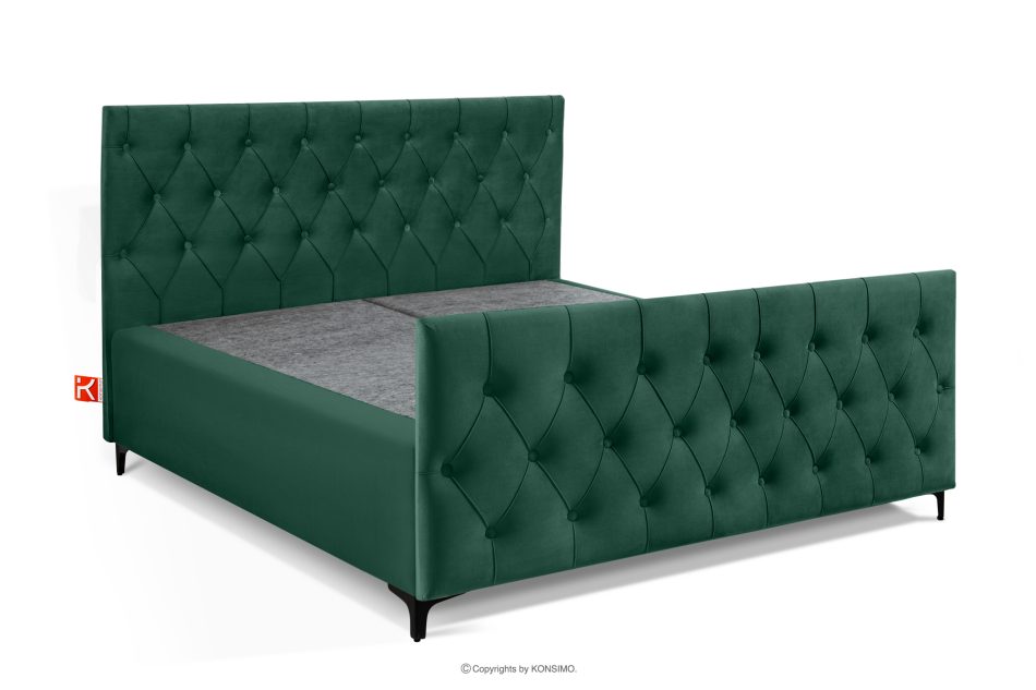 ARDEA Boxspringbett Bonellfedern 160 cm Velours dunkelgrün dunkelgrün - Foto 2