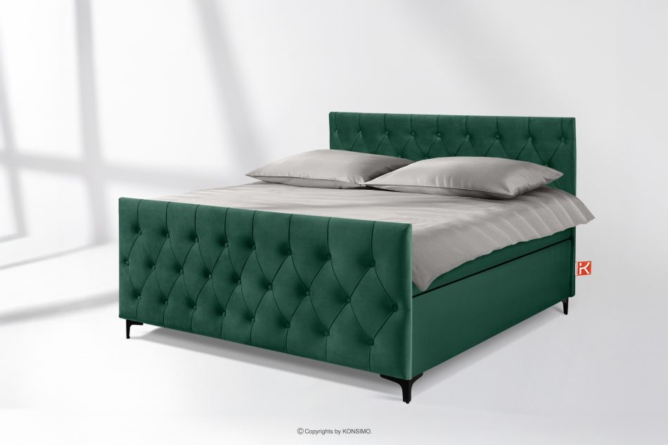 ARDEA Boxspringbett Bonellfedern 160 cm Velours dunkelgrün dunkelgrün - Foto 1