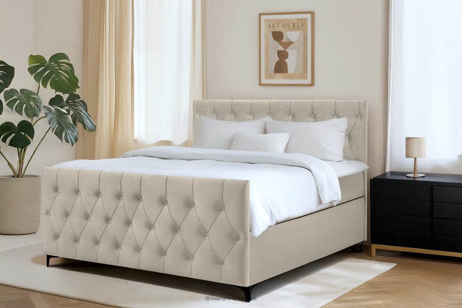 ARDEA Boxspringbett velours 160 cm cremefarben cremefarben - Foto 12