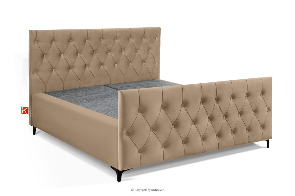 ARDEA Boxspringbett velours 160 cm dunkelbeige dunkelbeige - Foto 2